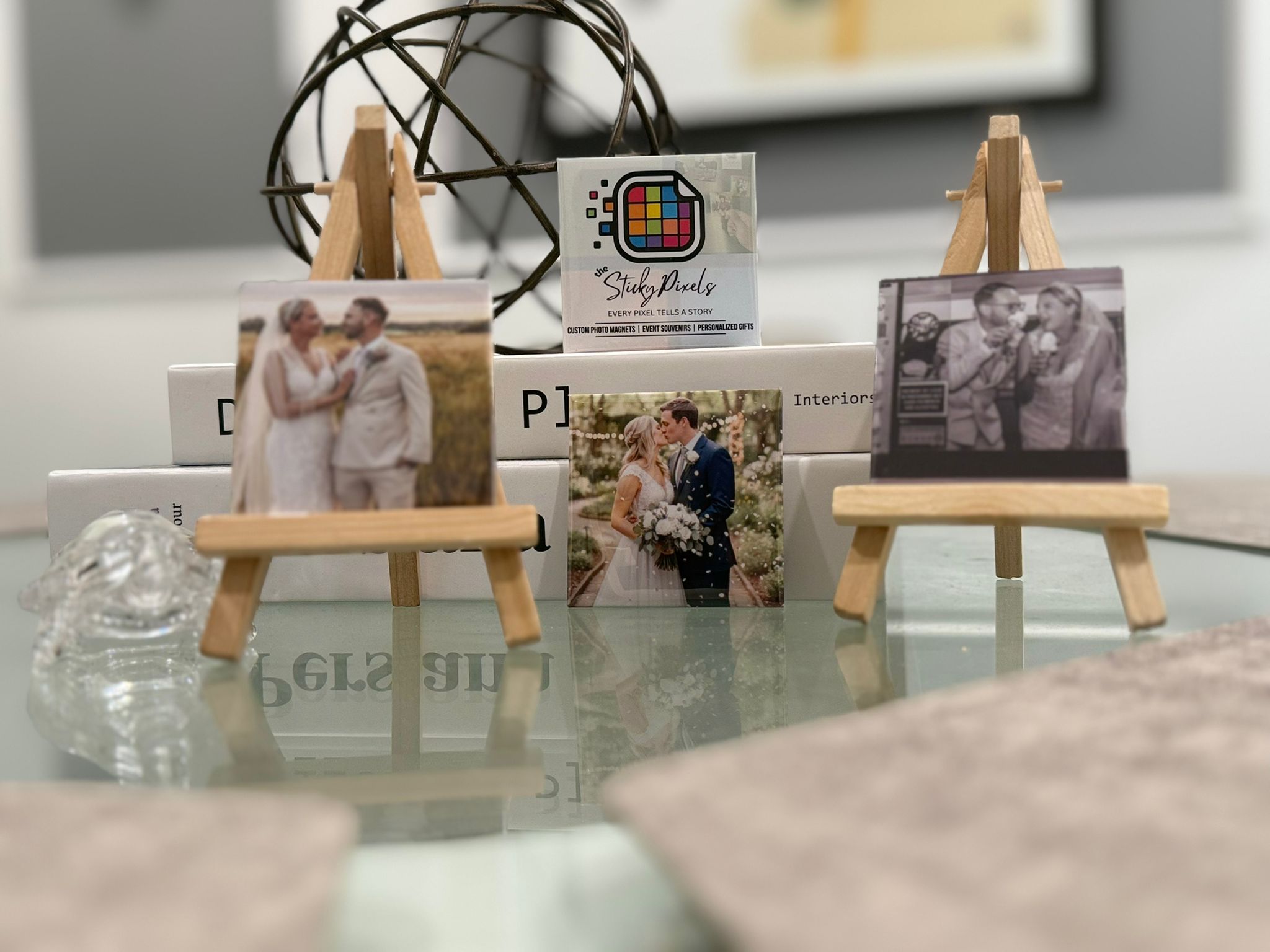 Wedding magnets on easels